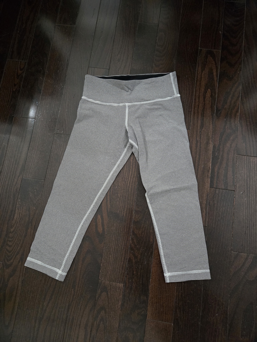Lululemon Black and White Striped Capri Leggings